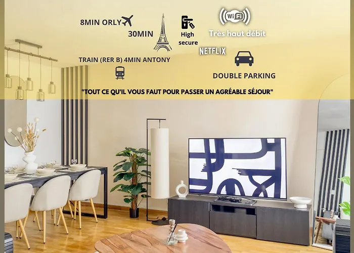 L\'Ilot Zen- Ideal Pour Famille-Groupe-Pro-Double Parking-Highwifi-Aeroport Orly 8Min-Paris30Min