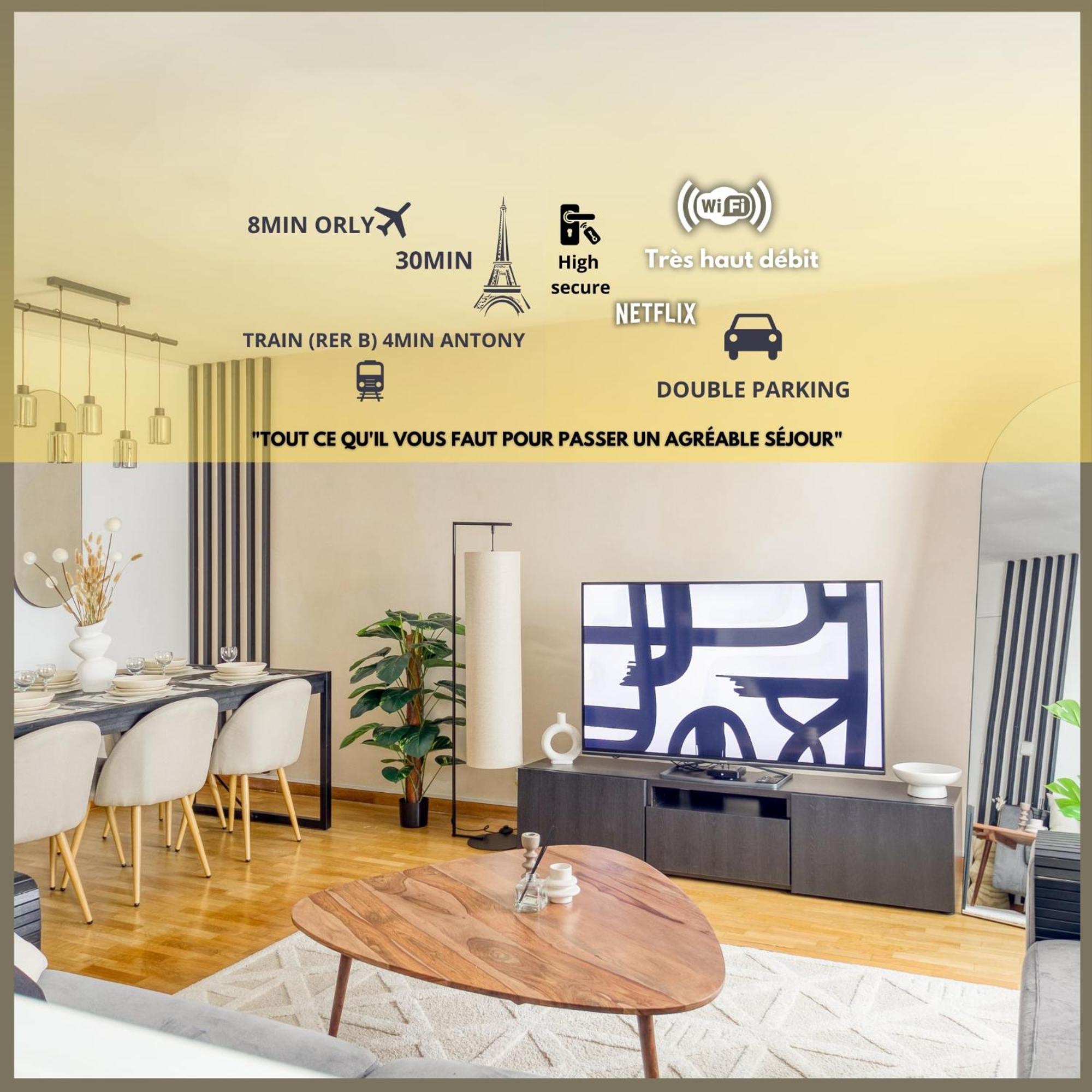 Appartement L'ilot Zen- Ideal Pour Famille-groupe-pro-double Parking-highwifi-aeroport Orly 8min-paris30min *